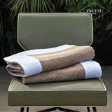 Telo piscina color taupe con bande bianche 100x180 cm - Frette