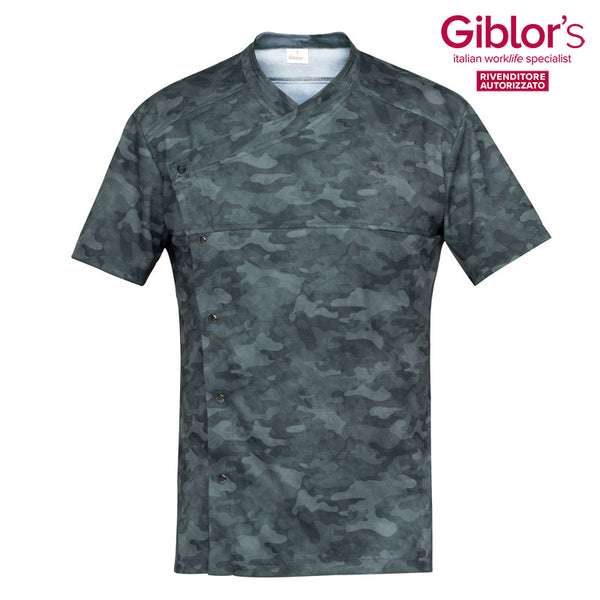 Giacca Cuoco Lapo, Colore Camouflage Blu - Giblor's