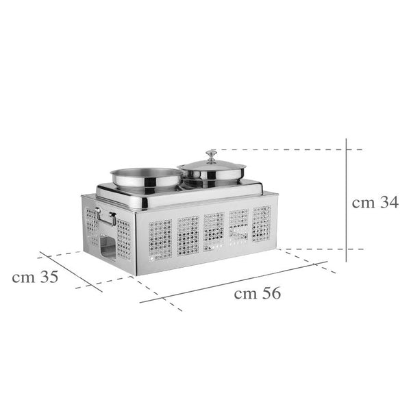 Zuppiera 2 Stazioni Con Resistenza Elettrica 220 Volts 700 Watt, Buffet Inox - Pintinox