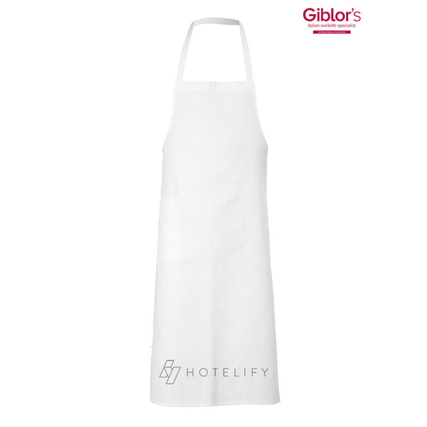 Grembiule Cuoco con Pettorina, Colore Bianco - Giblor's