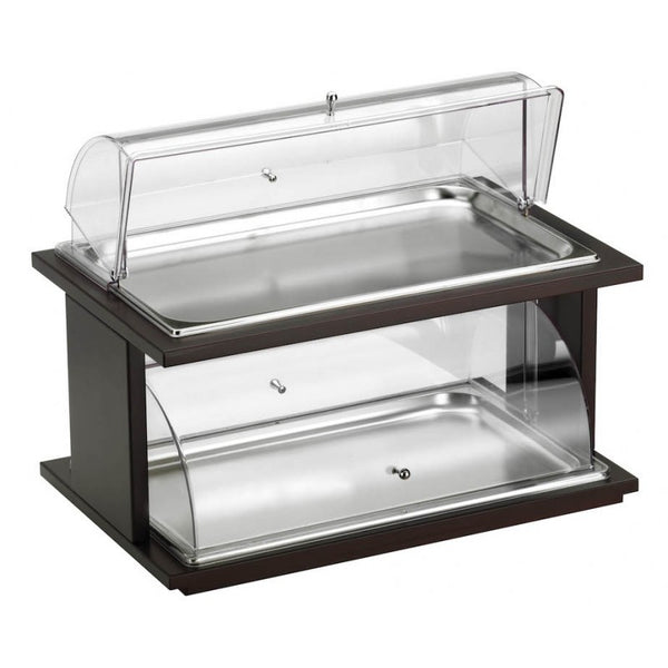 Alzata 2 Piani Doppia Cupola Con Vassoi Per Pasticceria, Wengé, Buffet Classic - Pintinox