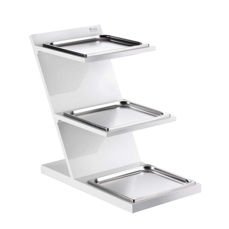 Alzata 3 Piani Con Vassoi Quadrati Gn 2/3 Refrigerata, bianco, buffet 5 Stelle - Pintinox