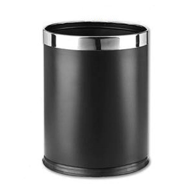 Cestino gettacarte rotondo in acciaio inox, colore nero e cromato