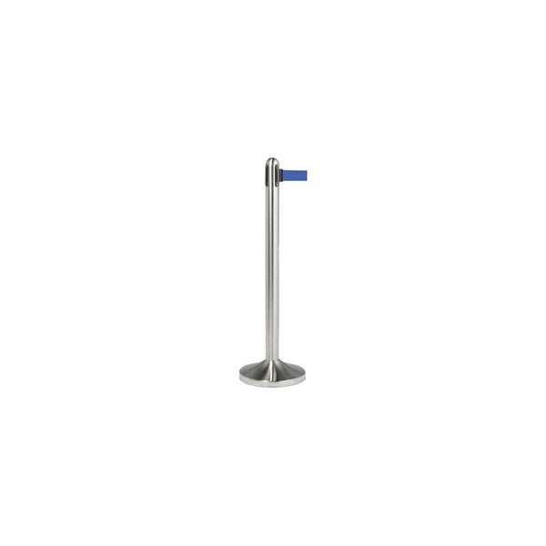 Colonna formacorsie in acciaio satinato con nastro blu in nylon