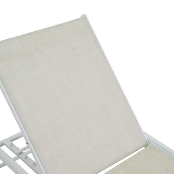 Lettino impilabile in alluminio larghezza 55 cm, beige e bianco