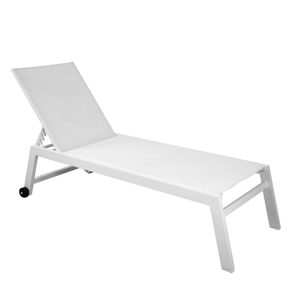 Lettino smontabile in alluminio larghezza 73 cm con ruote, bianco